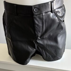 Men's Black Leather Hybrid Shorts